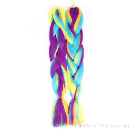 MYZYR Long Ombre Jumbo Synthetic Braiding Hair Braid K anek alon Hair Extensions Rainbow Pink Blonde Purple Crochet Braid MUMUPI